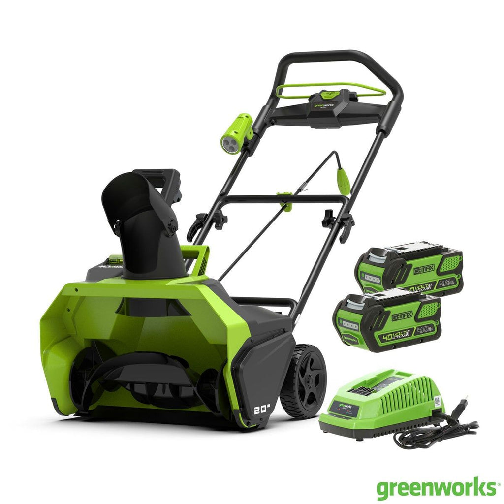 Greenworks 40V (4Ah) 51cm Hand-Propelled Cordless Snow Thrower with 2 x 4Ah Batteries and 40V Charger