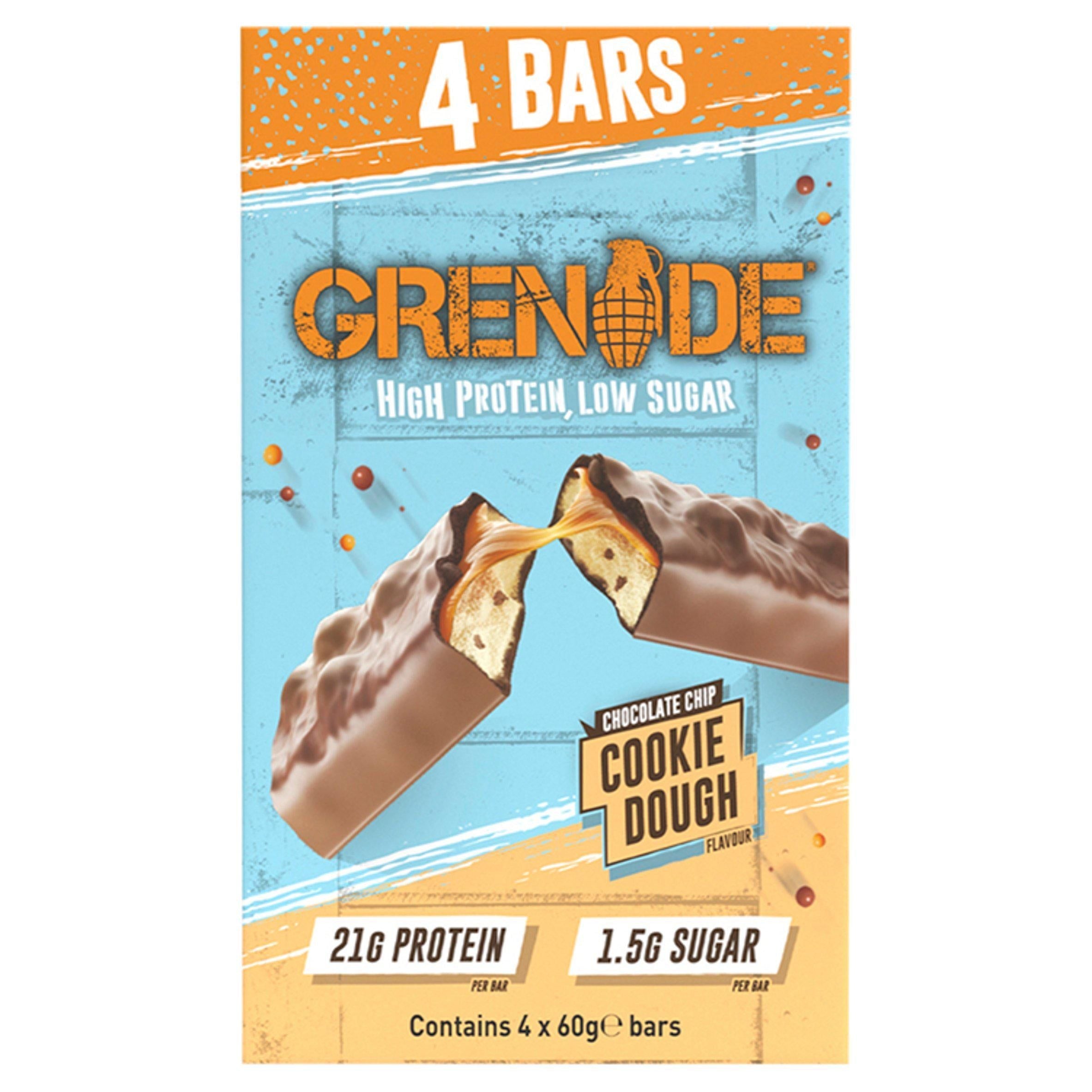 Grenade Bars Chocolate Chip Cookie Dough Flavour 4x60g