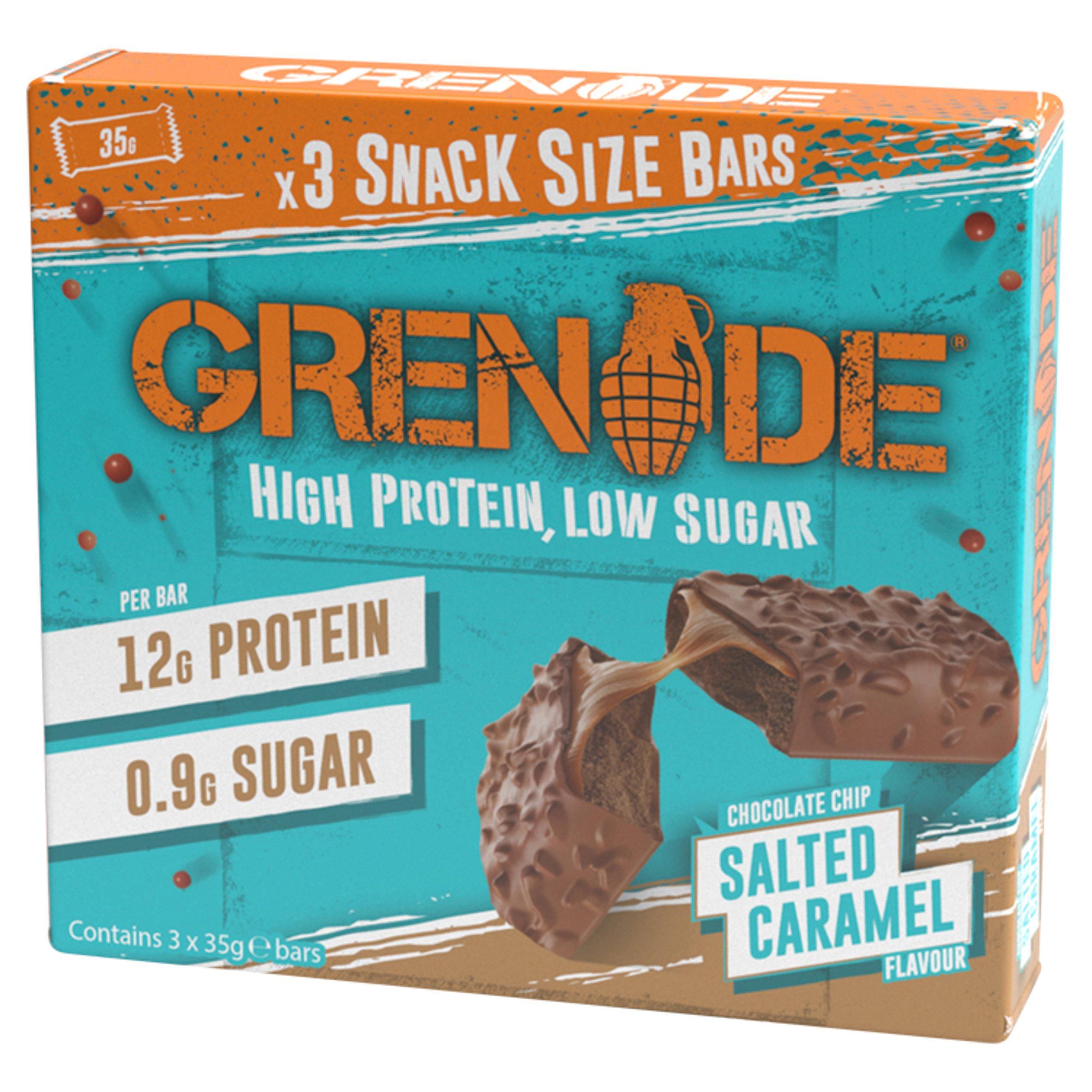 Grenade Snack Size Bars Chocolate Chip Salted Caramel Flavour 3x35g