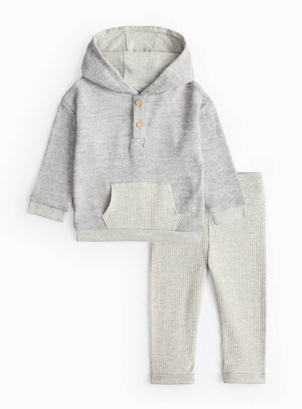 Grey Marl Knitted Hoodie &amp;amp; Leggings Set 9-12 months