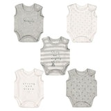 Grey Premature Baby Bodysuits &amp;ndash; 5 Pack