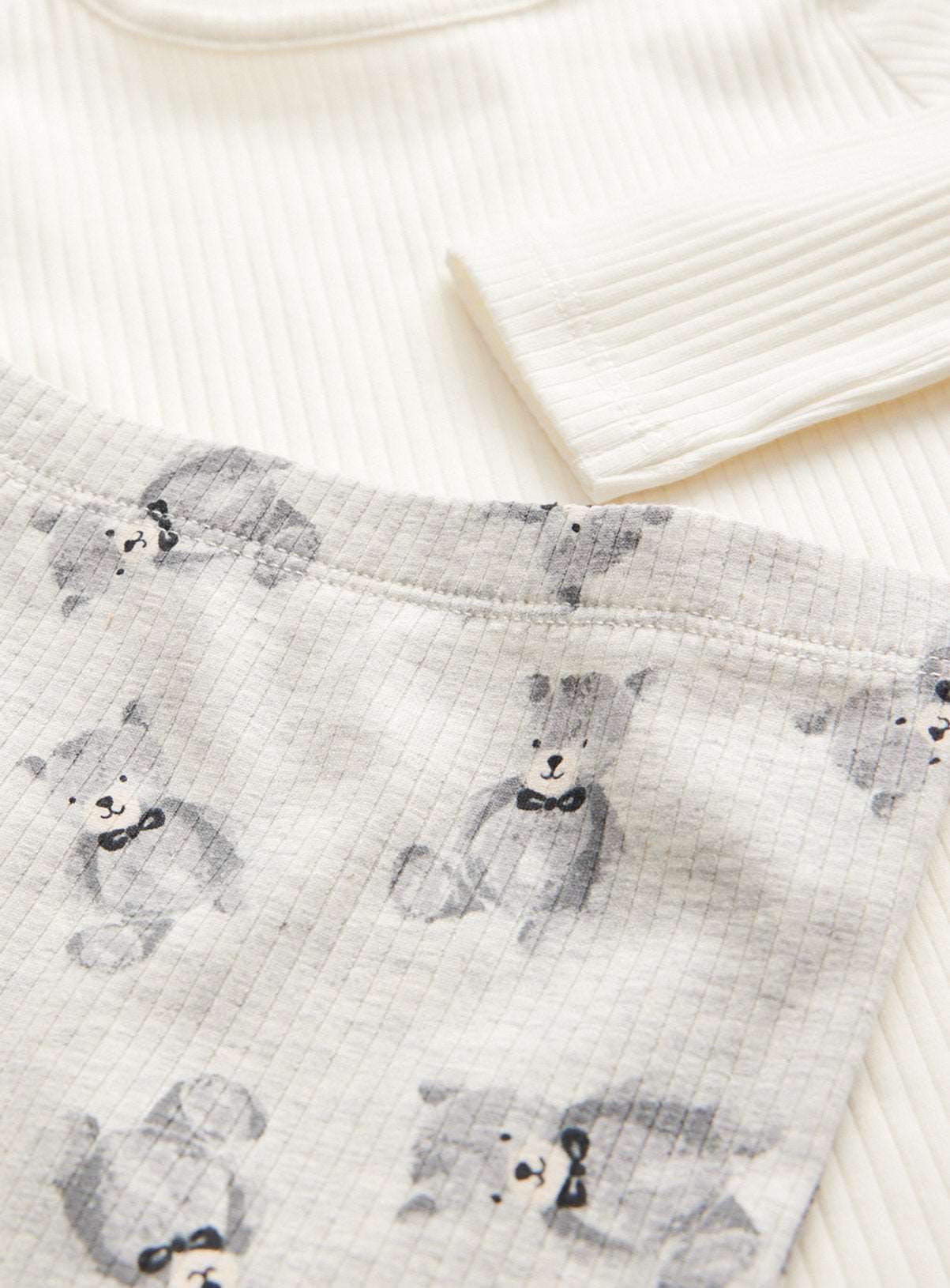 Grey Teddy Bear Print Bib, Bodysuit &amp;amp; Leggings Set  6-9 months