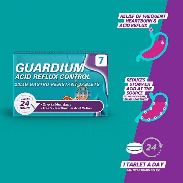 Guardium Acid Reflux Control Tabs Heartburn Indigestion 7s