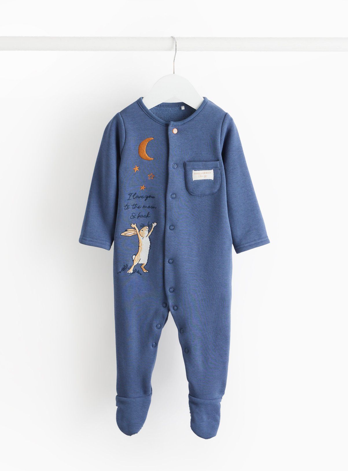 Guess How Much I Love You Blue Fleece Lined Sleepsuit Up to 3 mths