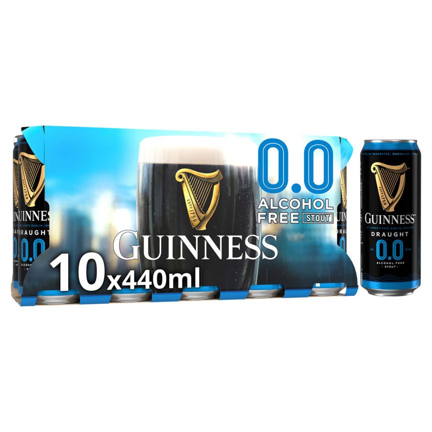 Guinness Draught 0.0% Non-Alcoholic Beer 10 Pack