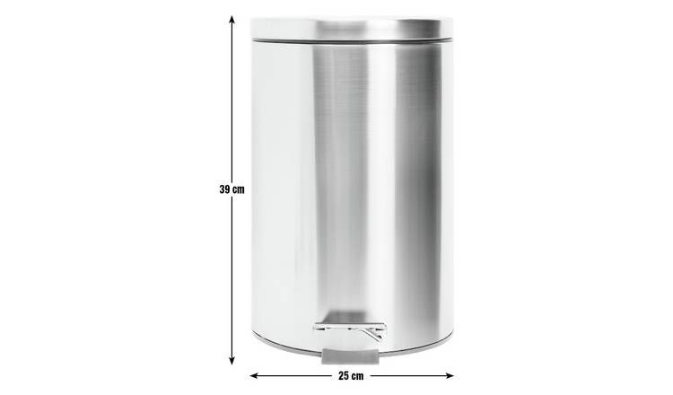 Habitat 12 Litre Round Pedal Bin - Silver