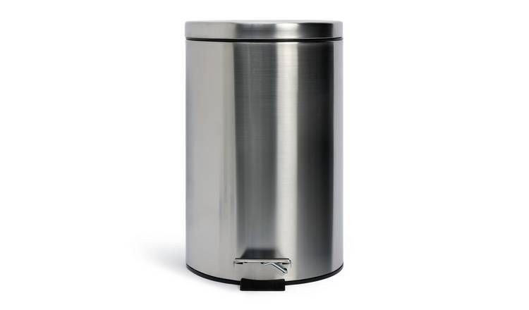 Habitat 12 Litre Round Pedal Bin - Silver