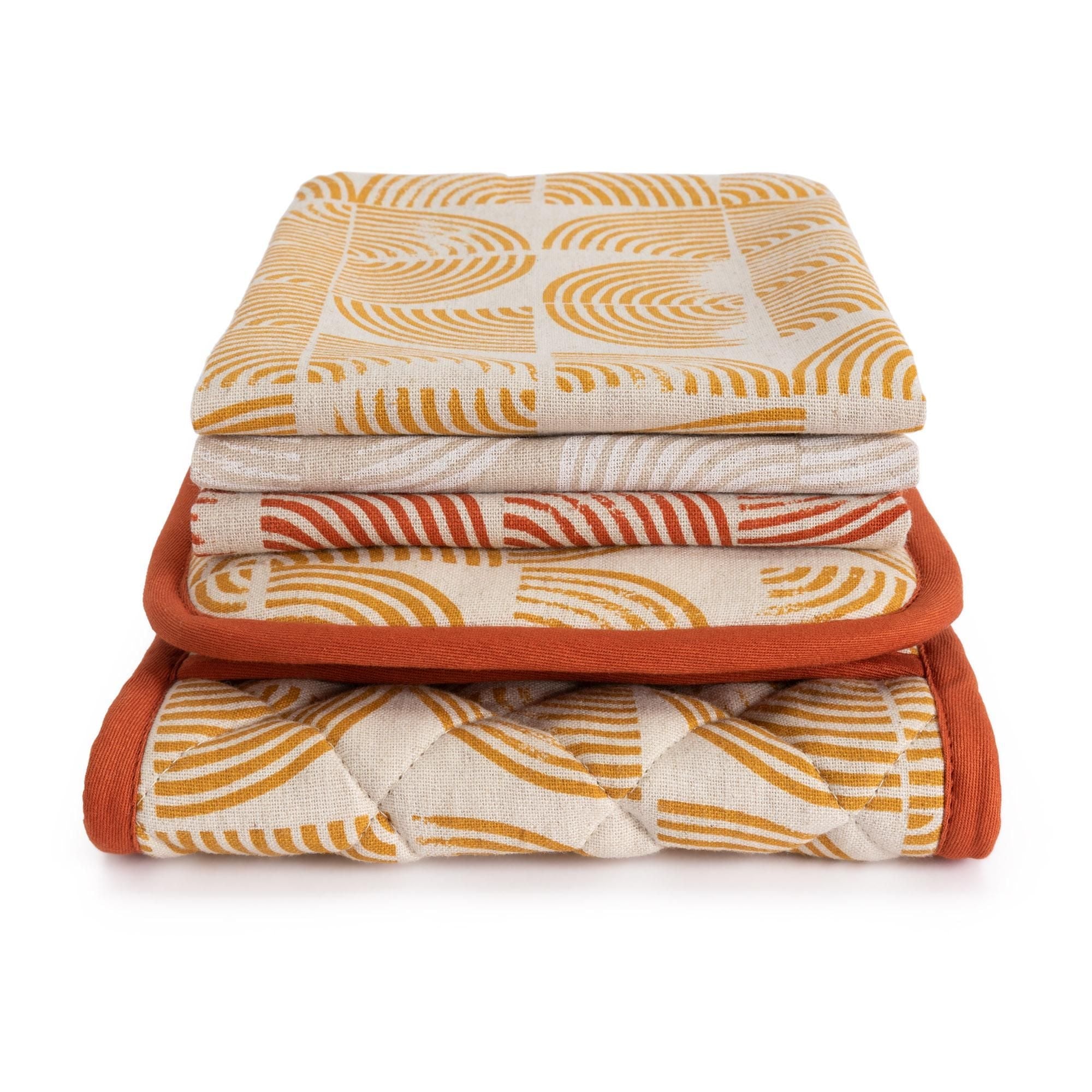 Habitat Block Print Tea Towels 3pk