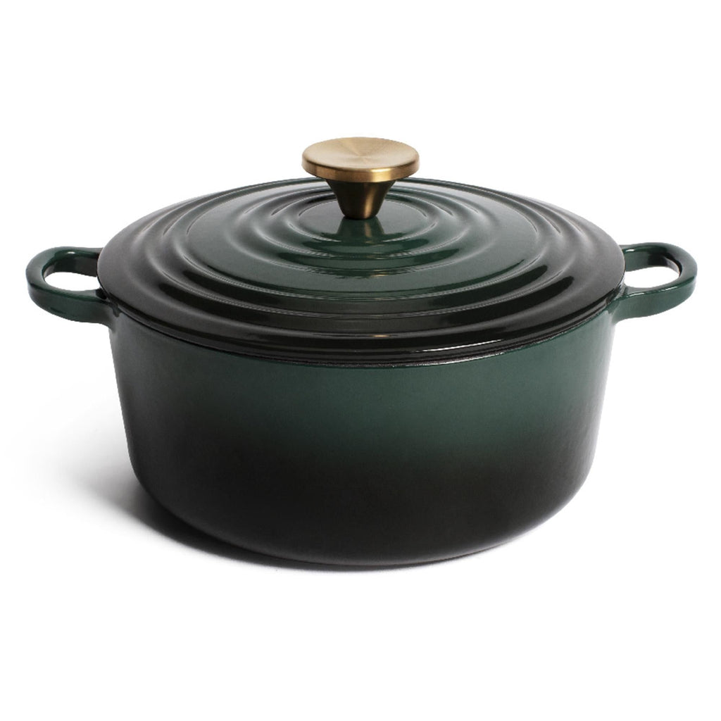 Habitat Cast Iron Casserole Dish Green with Gold Knob 3.3L