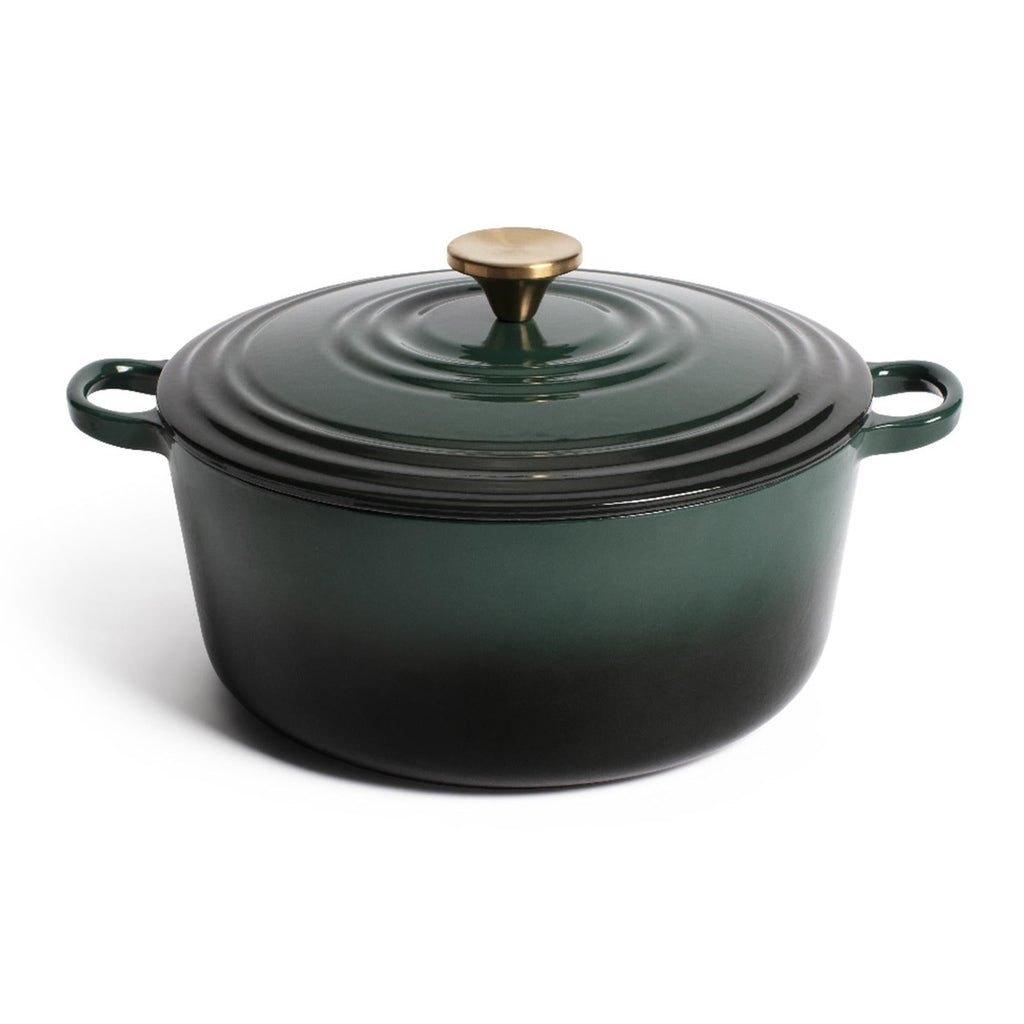 Habitat Cast Iron Casserole Dish Green with Gold Knob 5.3L