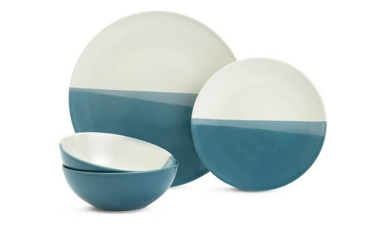 Habitat Dipped 12 Piece Stoneware Dinner Set - Multicoloured