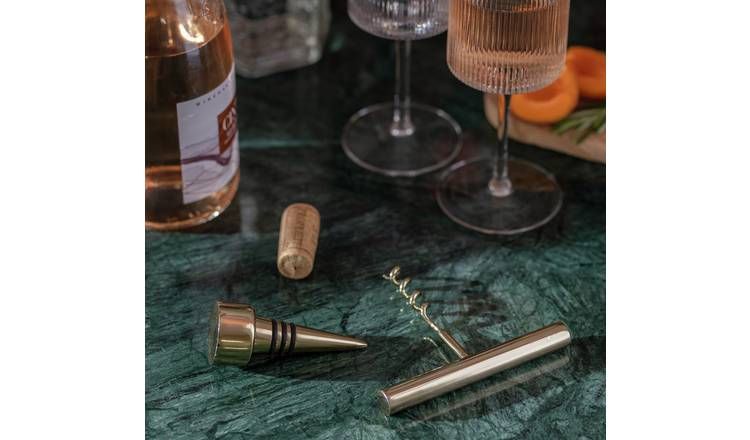 Habitat Gold Tone Corkscrew and Stopper Set