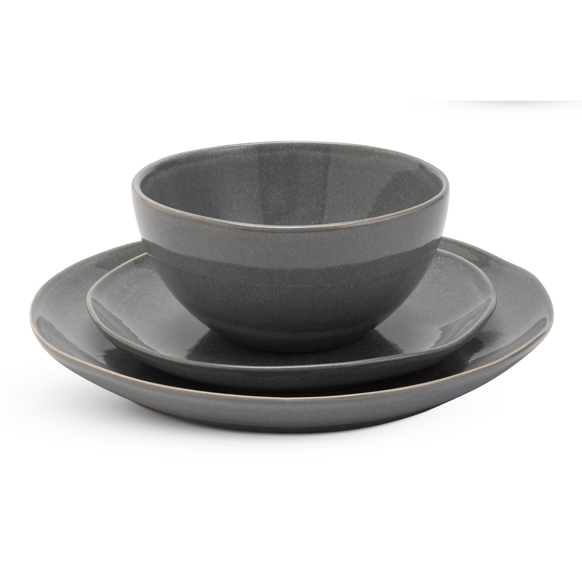 Habitat Grey Reactive Dinner Set 12pc