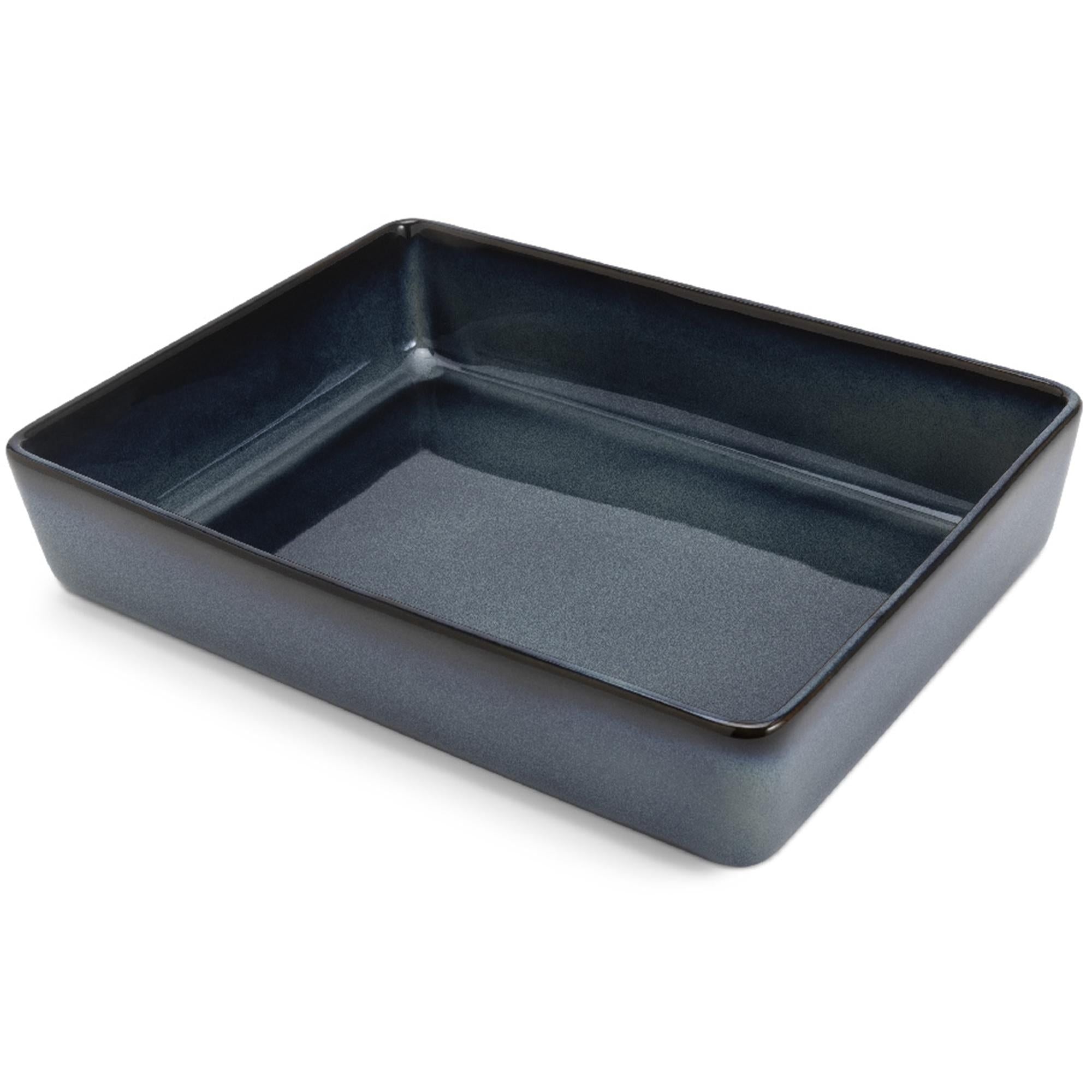 Habitat Navy Reactive Glaze Medium Roaster