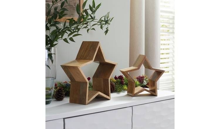 Habitat Nesting Mango Wood Stars - Set of 2