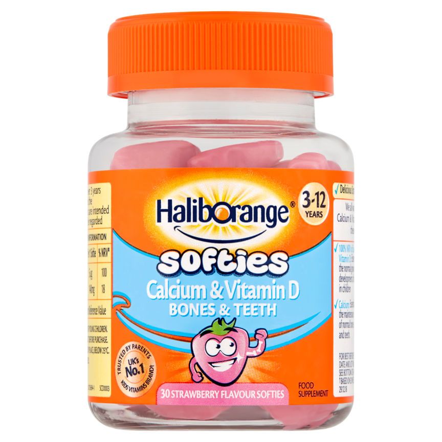 Haliborange Calcium &amp;amp; Vitamin D 30 Strawberry Flavour Softies 3 - 12 Years