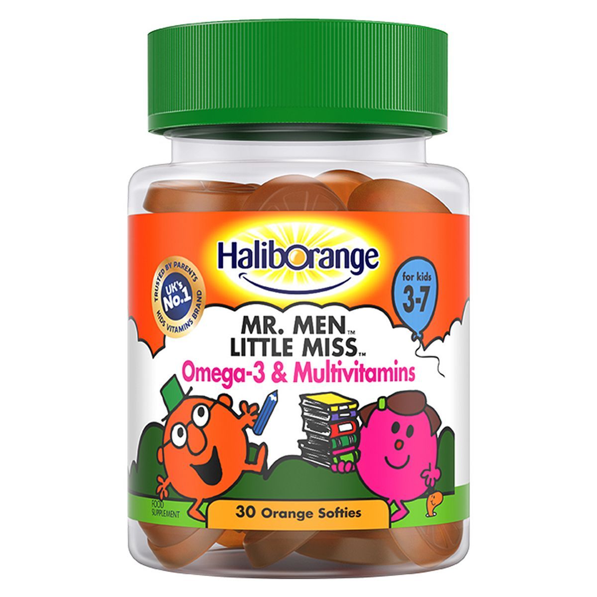 Haliborange for Kids 3-7 Mr. Men Little Miss Omega 3 &amp;amp; Multivitamins - 30 Orange Softies