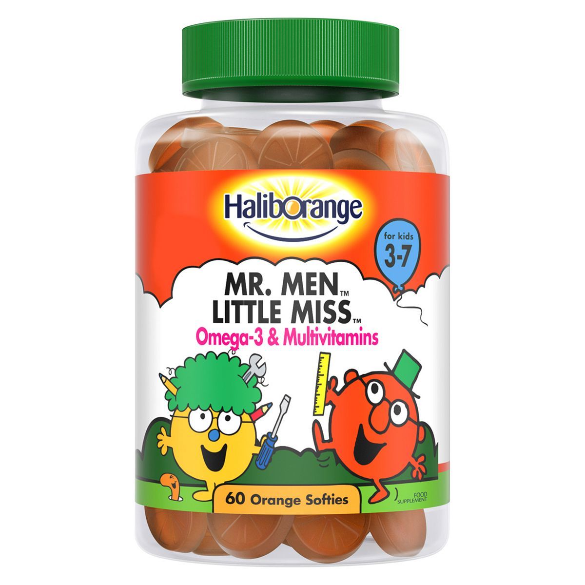 Haliborange for Kids 3-7 Mr. Men Little Miss Omega-3 &amp;amp; Multivitamins - 60 Orange Softies