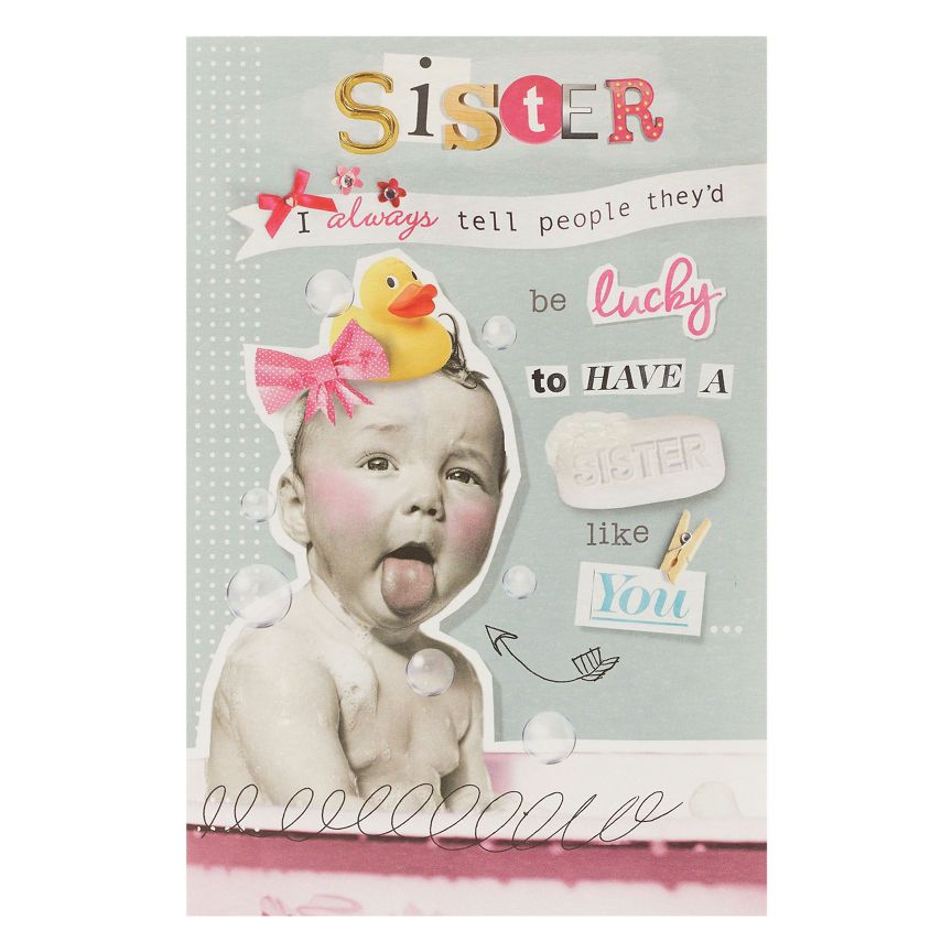 Hanson White Vintage Humourous Sister Birthday Card