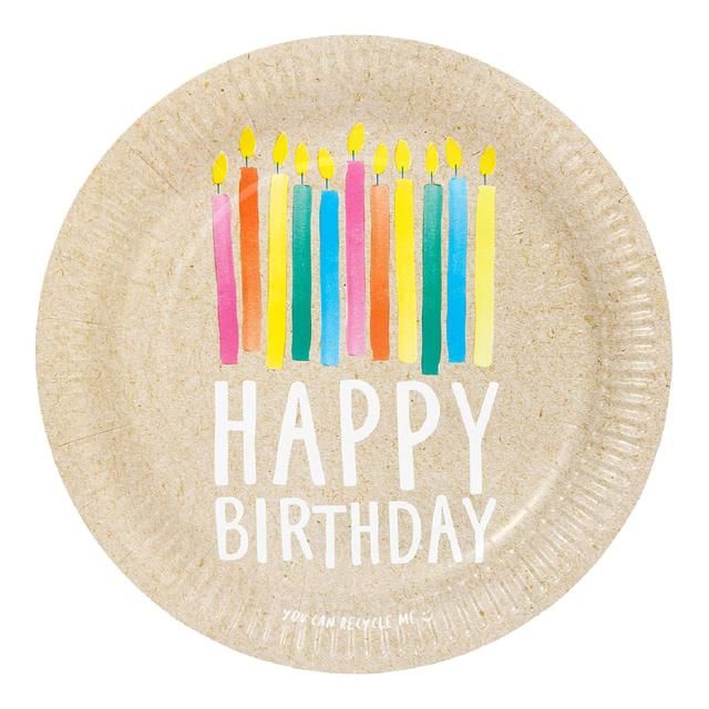 Happy Birthday Recyclable Paper Plates   12 per pack