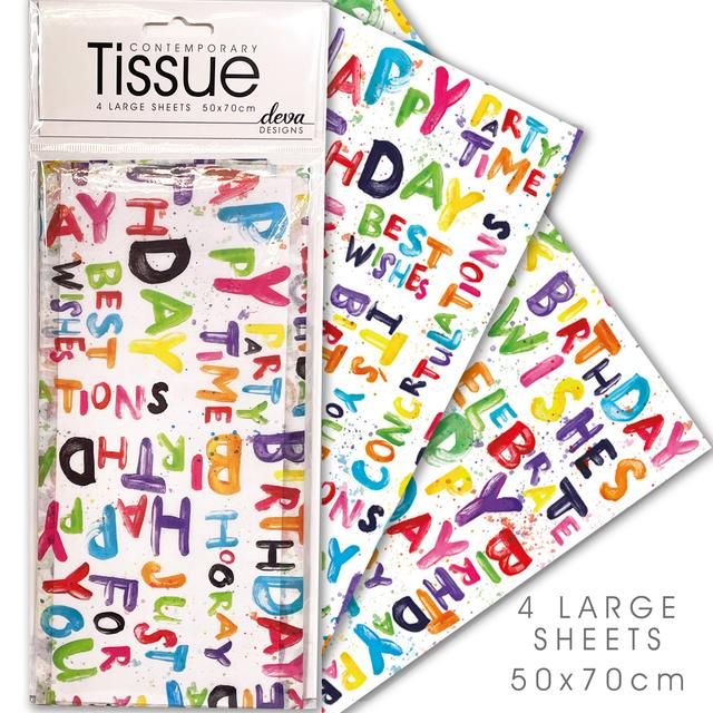 Happy Birthday Tissue Paper   4 per pack