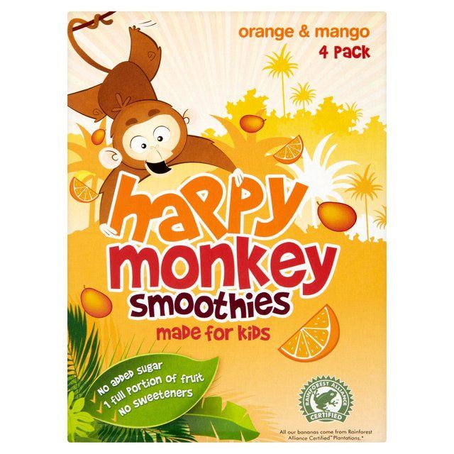 Happy Monkey Orange &amp;amp; Mango Kids Smoothie   4 x 180ml