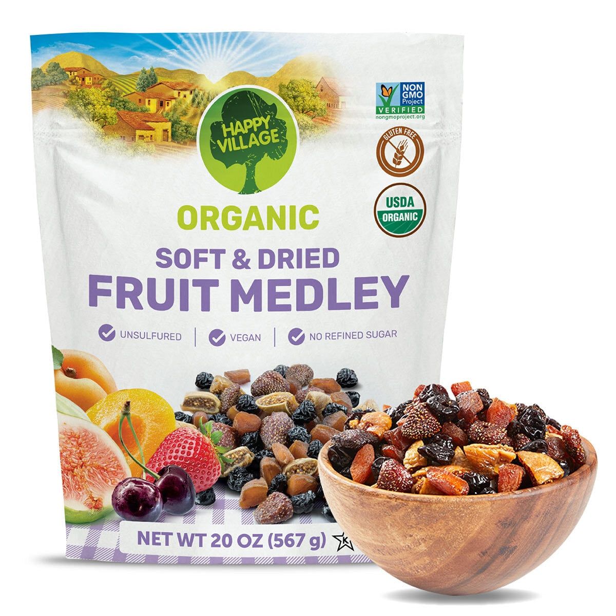 Happy Village Organic Soft &amp;amp; Dried Fruit Medley, 567g