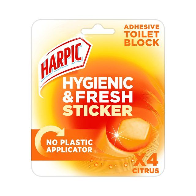 Harpic Hygienic &amp;amp; Fresh Citrus Stickers Toilet Freshener   4 per pack