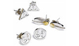 Harry Potter Silver Colour Stud Earrings - Set of 3