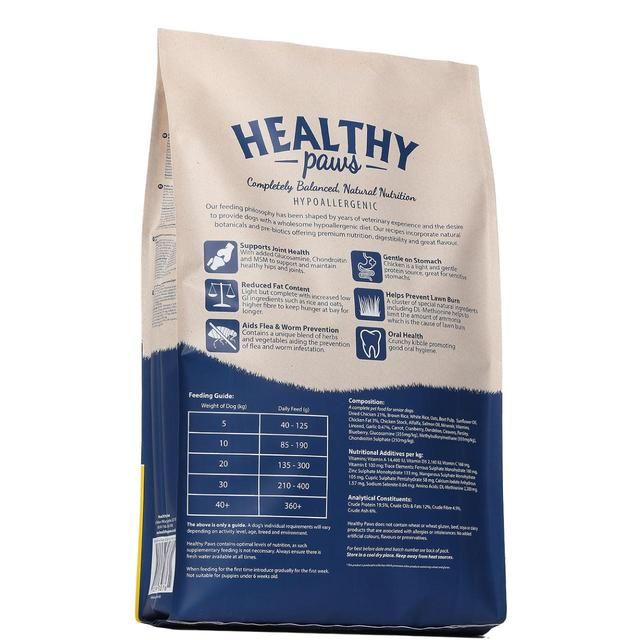 Healthy Paws British Free-Run Chicken & Brown Rice Senior/Light Dog Food   12kg