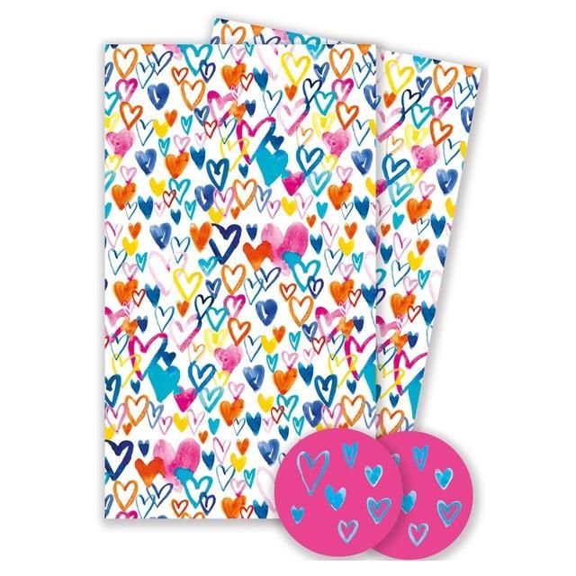 Hearts Gift Wrap Sheets &amp;amp; Tags   2 per pack