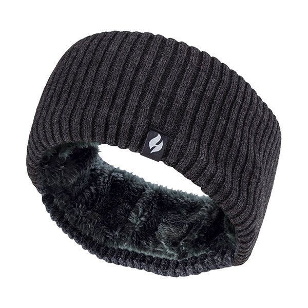 Heat Holders Ladies Fleece Lined Thermal Headband Ribbed Dark Grey