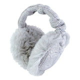 Heat Holders Ladies Knit Thermal Ear Muffs with Faux Fur Light Grey