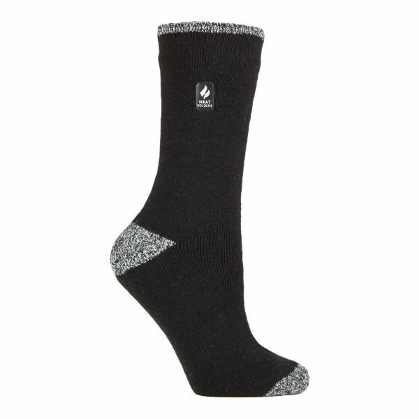 Heat Holders Ladies Thick Warm Thermal Socks 4-8 UK Black / White H&amp;amp;T (Prague)