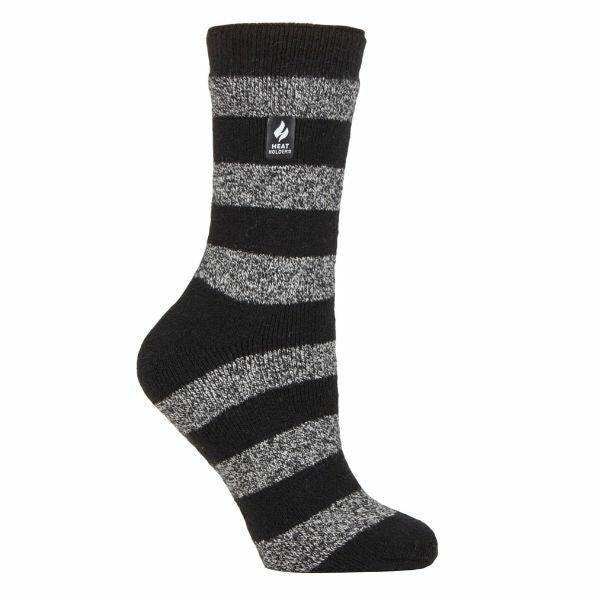 Heat Holders Lite Womens Insulated Thermal Socks 4-8 UK Black / White (Bologna)