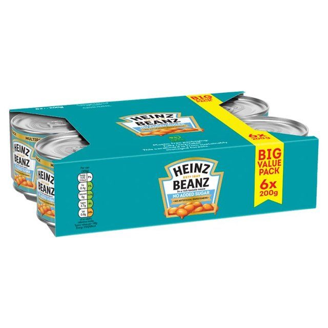 Heinz Baked Beans in Tomato Sauce - No Added Sugar   6 x 200g