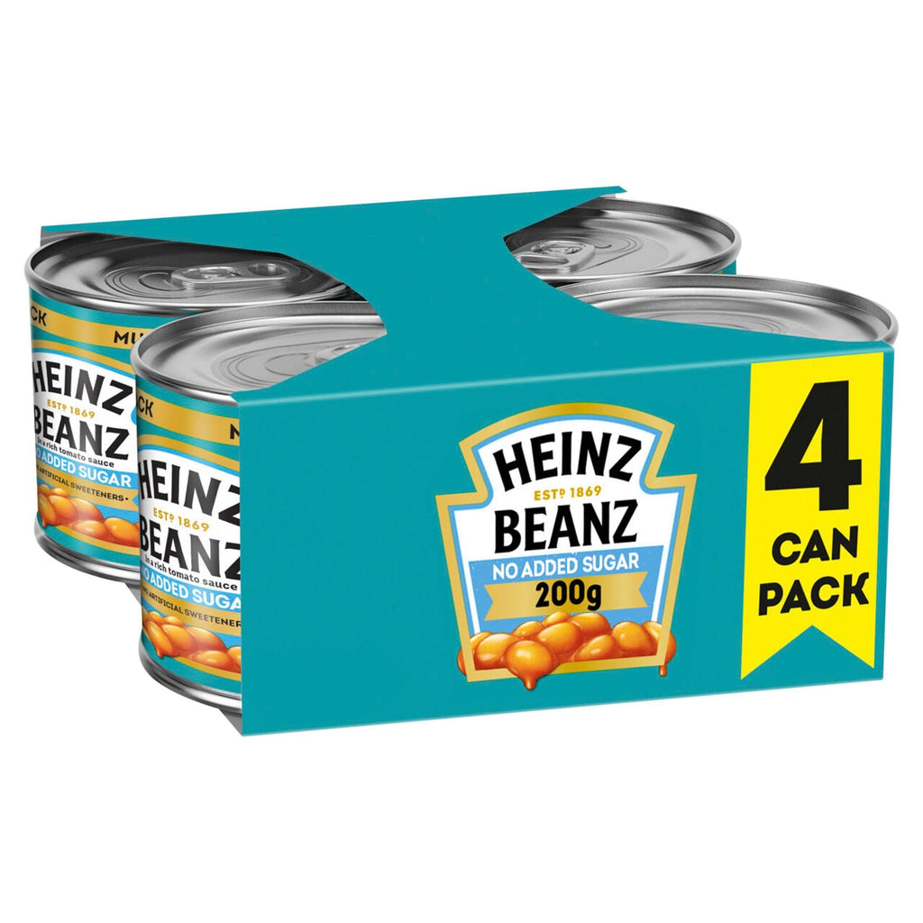 Heinz Baked Beans No Added Sugar in a Rich Tomato Sauce Great Value Pack 4x200g