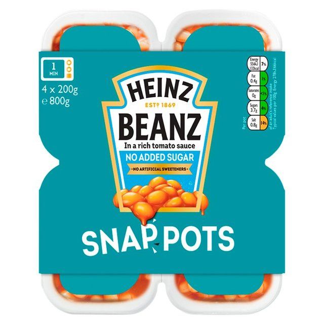 Heinz Baked Beans No Added Sugar Snap Pots   4 x 200g