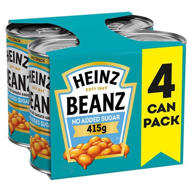 Heinz No Added Sugar Baked Beans in a Rich Tomato Sauce   4 x 415g