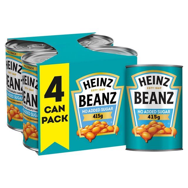 Heinz No Added Sugar Baked Beans in a Rich Tomato Sauce   4 x 415g