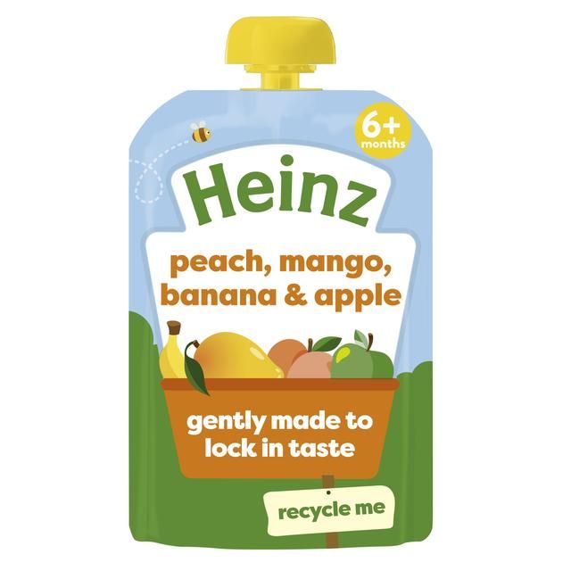 Heinz Peach Mango Banana &amp;amp; Apple Baby Food Fruit Puree Pouch 6+ Months   100g Default Title