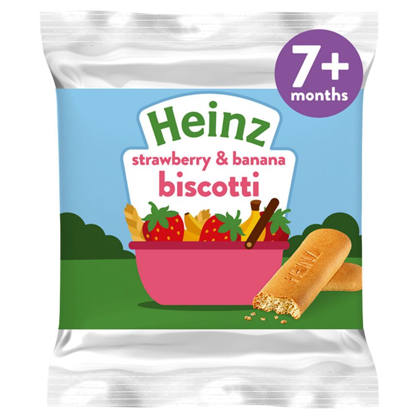 Heinz Strawberry &amp;amp; Banana Biscotti Baby Food Snacks 7+ Months