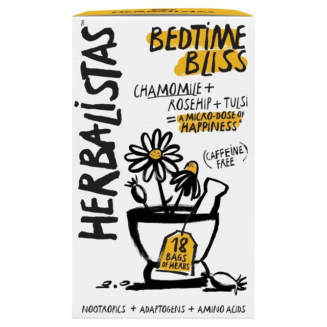 Herbalistas Bedtime Bliss Herbal Tea with Chamomile Rosehip &amp;amp; Tulsi   18 per pack