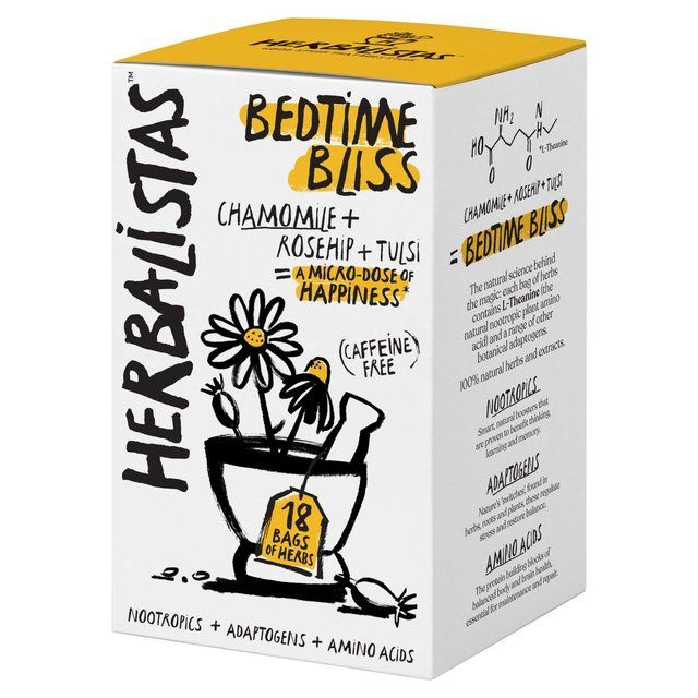 Herbalistas Bedtime Bliss Herbal Tea with Chamomile Rosehip &amp;amp; Tulsi   18 per pack