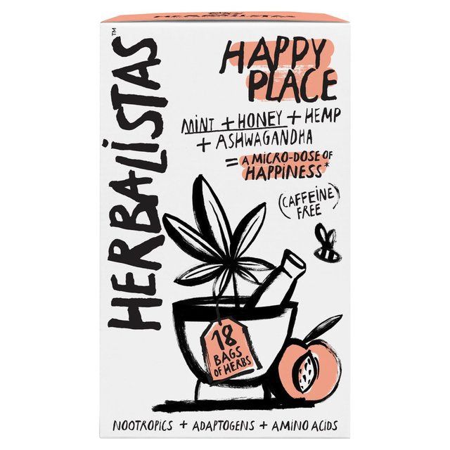 Herbalistas Happy Place Herbal Tea with Mint Honey & Hemp   18 per pack