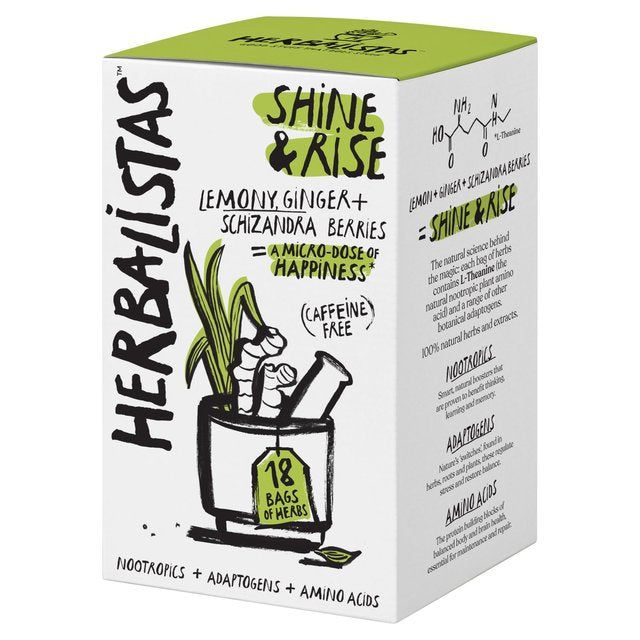 Herbalistas Shine &amp;amp; Rise Herbal Tea with Lemongrass Ginger &amp;amp; Schizandra   18 per pack