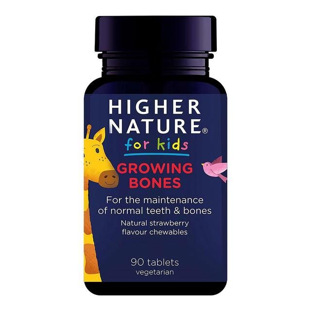 Higher Nature Kid's Growing Bones Strawberry Chewable Tablets 3yrs+   90 per pack