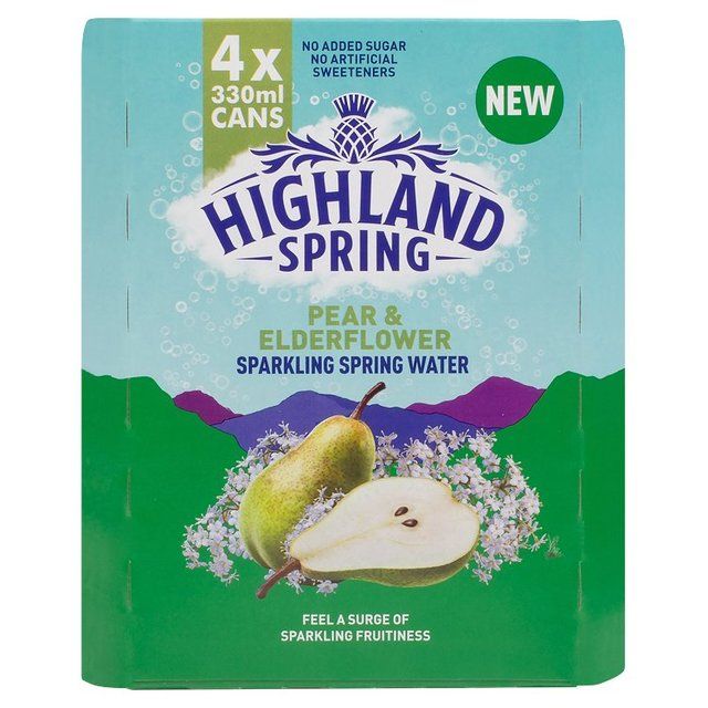 Highland Spring Sparkling Water Pear &amp;amp; Elderflower   4 x 330ml