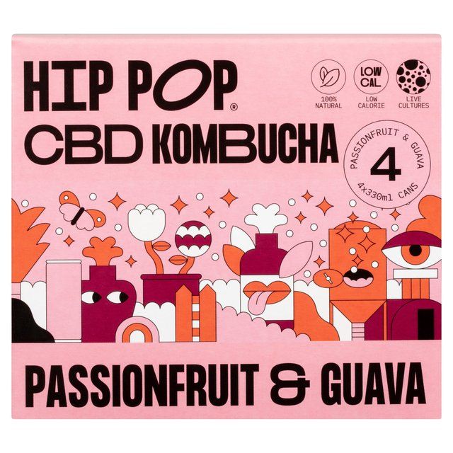 Hip Pop Passionfruit &amp;amp; Guava CBD Kombucha 4 x 330ml   4 x 330ml