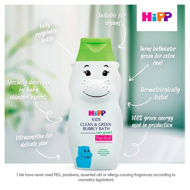 HiPP Kids Clean &amp;amp; Green Bubble Bath Hippo for Sensitive Skin    380g